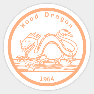 Wood Dragon 1964 Year of the Dragon Peach Fuzz Sticker